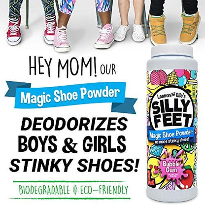 Talc-free cornstarch foot powder bottle showing USA quality standards.