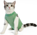 kzrfojy Cat Surgery Recovery Suit Cat Onesie for Cats After Surgery Spay Surgical Abdominal Wound Skin Diseases E-Collar Alternative Wear (Grey-Blue-L) - Image 10