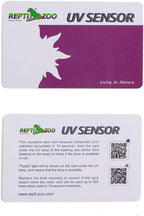 Two reusable UV test cards placed beside protective storage sleeves