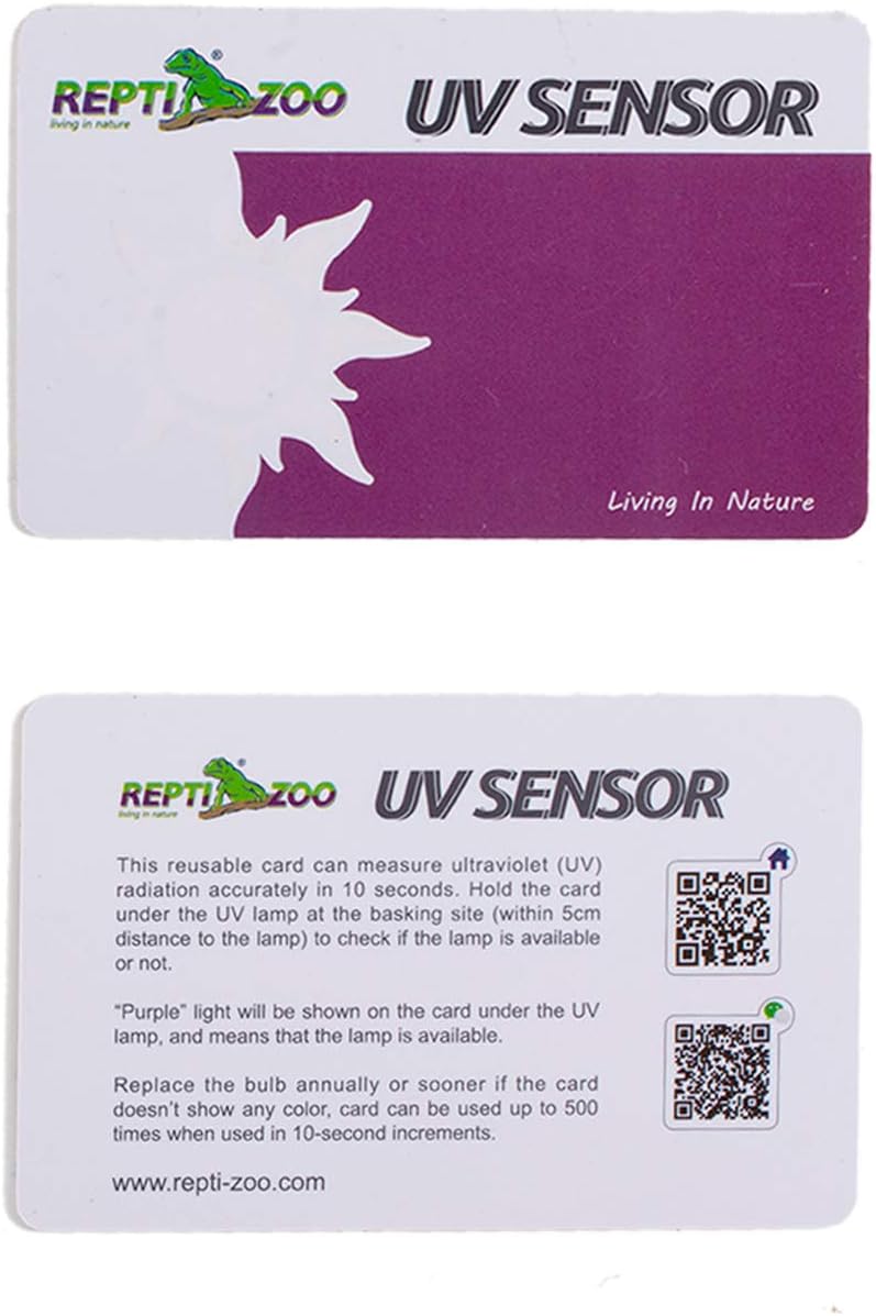 REPTI ZOO reusable UVA UVB intensity indicator credit card size holding at basking site