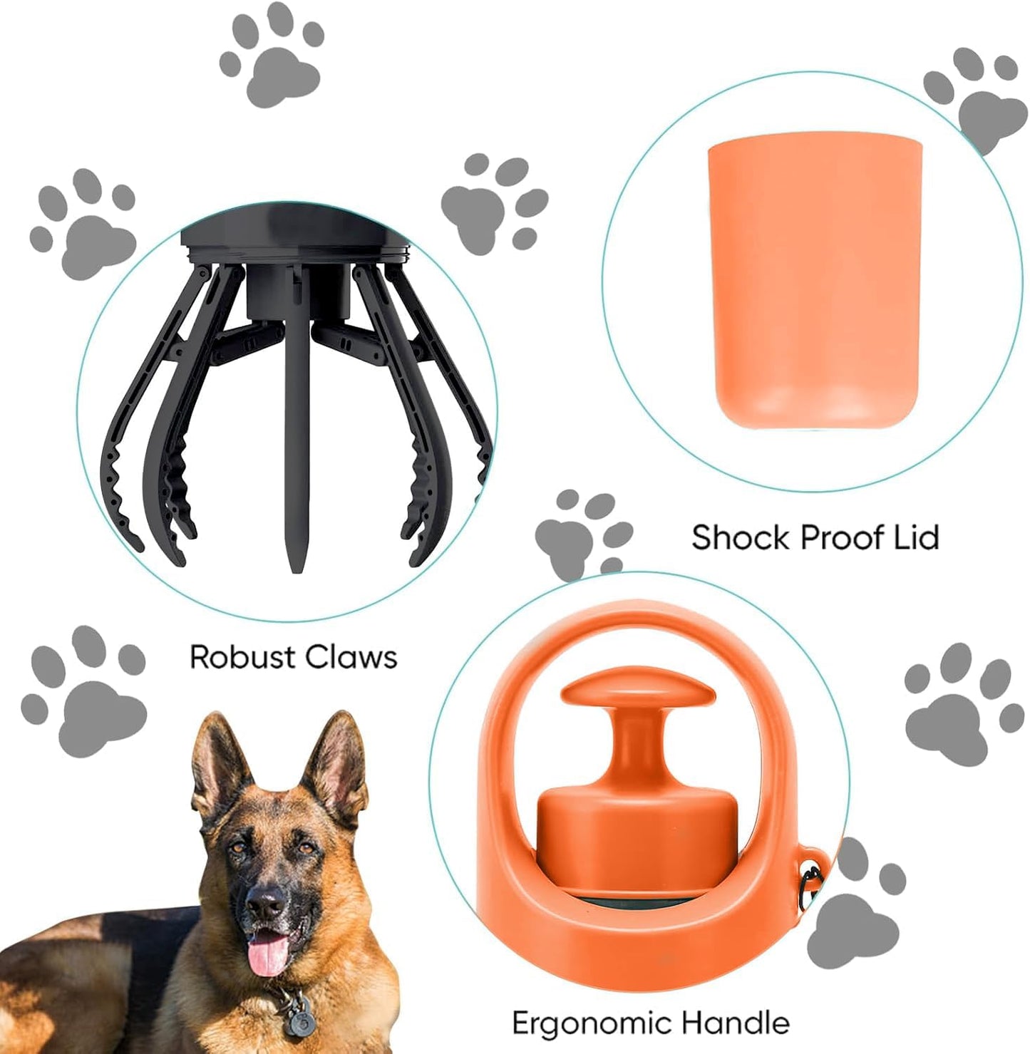 Close-up view of the leak-proof and odor-proof concealed waste storage compartment on the pet scooper.