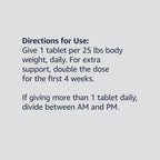 Amazon Basics dog hip and joint daily chewable tablets dosage instructions label
