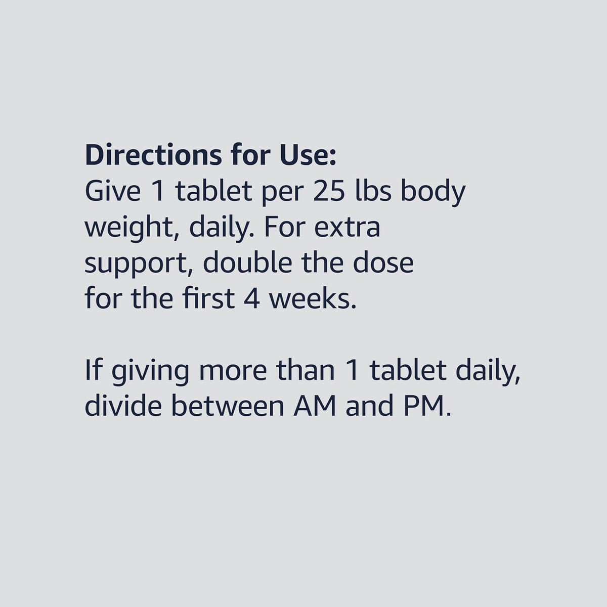 Amazon Basics dog hip and joint daily chewable tablets dosage instructions label