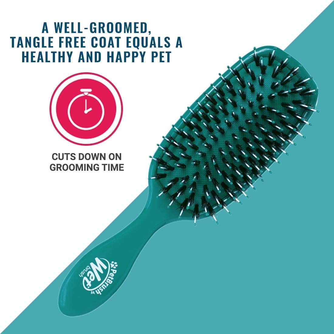 Back view of the teal Wet Brush pet detangling tool showing the sleek and modern design.