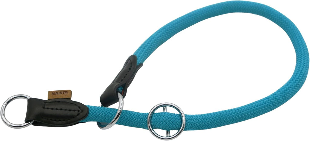 Braided Round Martingale Dog Collar, Training Collar with Slidable Stop Ring and Adjustable Stopper - Ideal for Medium Dogs (M(1/3") - 18" Long, Light Blue) - Image 12