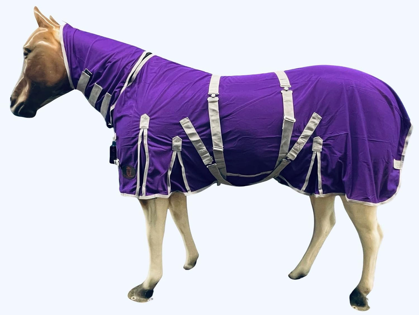Tech Equestrian size 78 horse fly blanket close up on dual front buckles