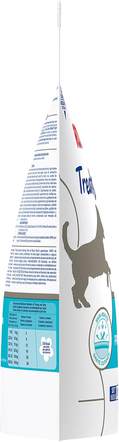 Royal Canin food sensitivity dog treats 17.6 ounce bag package instructions