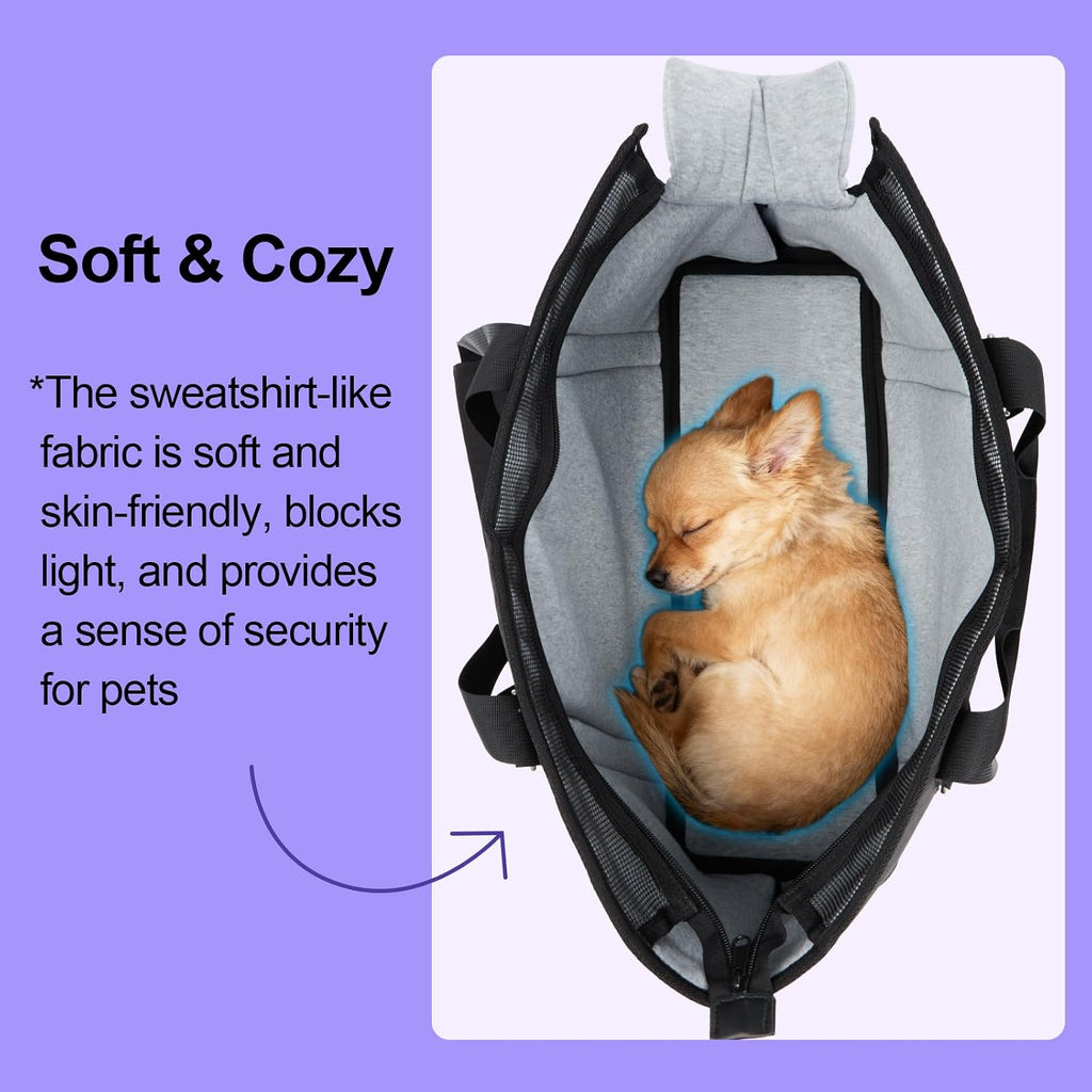 Side profile of medium dog in Ownpets purse carrier