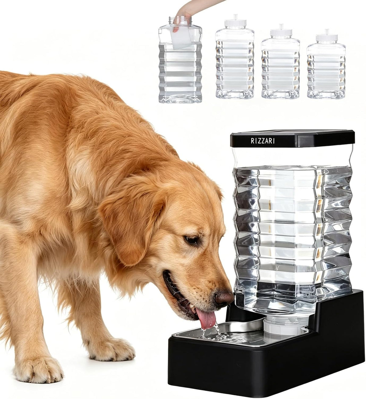 RIZZARI Stainless Steel Pet Water Feeder: 9L Large Gravity Leak-Proof Auto Refill Water Dispenser -Ideal for Multi-Pet Homes- Anti-Tip Base -No Filter- Easy Clean - for 30-60 LB Dogs- Home/Garage - Image 9