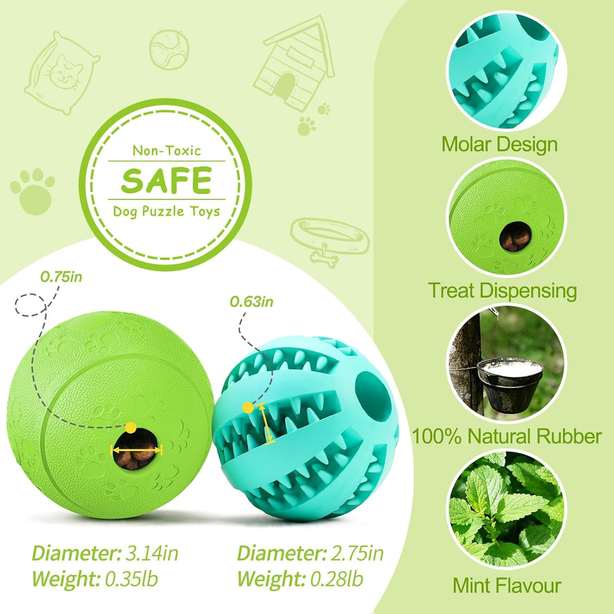 Hippih treat dispensing blue ball for medium dogs