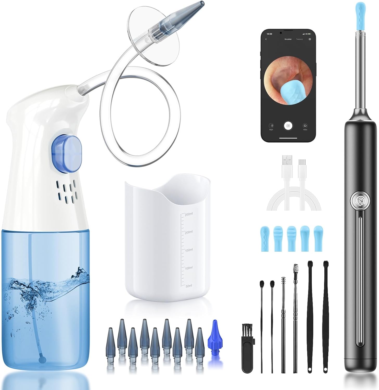 WEUANY Ear Wax Removal Kit front view showing 1080HD camera tool.