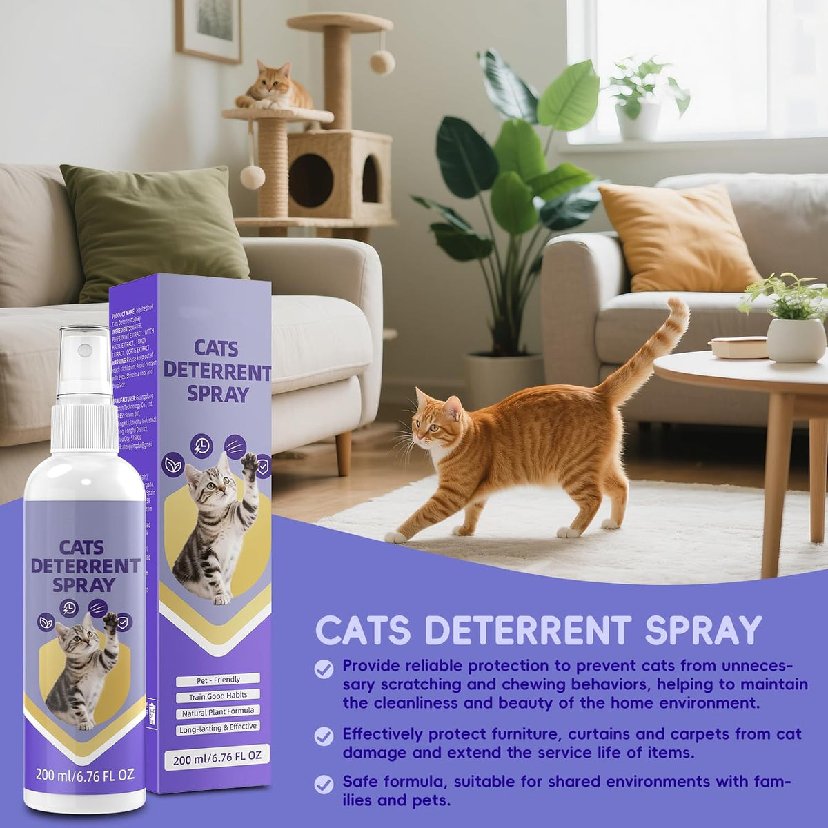 Ktsay non-toxic cat training spray for home environment