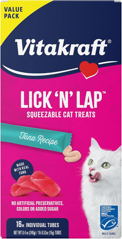 Vitakraft Lick 'N' Lap Real Salmon Squeezeable Liquid Cat Treats, Lickable, Salmon Broth #1 Ingredient, No Artificial Colors, Preservatives or Added Sugar, for Hydration, 0.52 oz. Tubes, 16 Count - Image 11