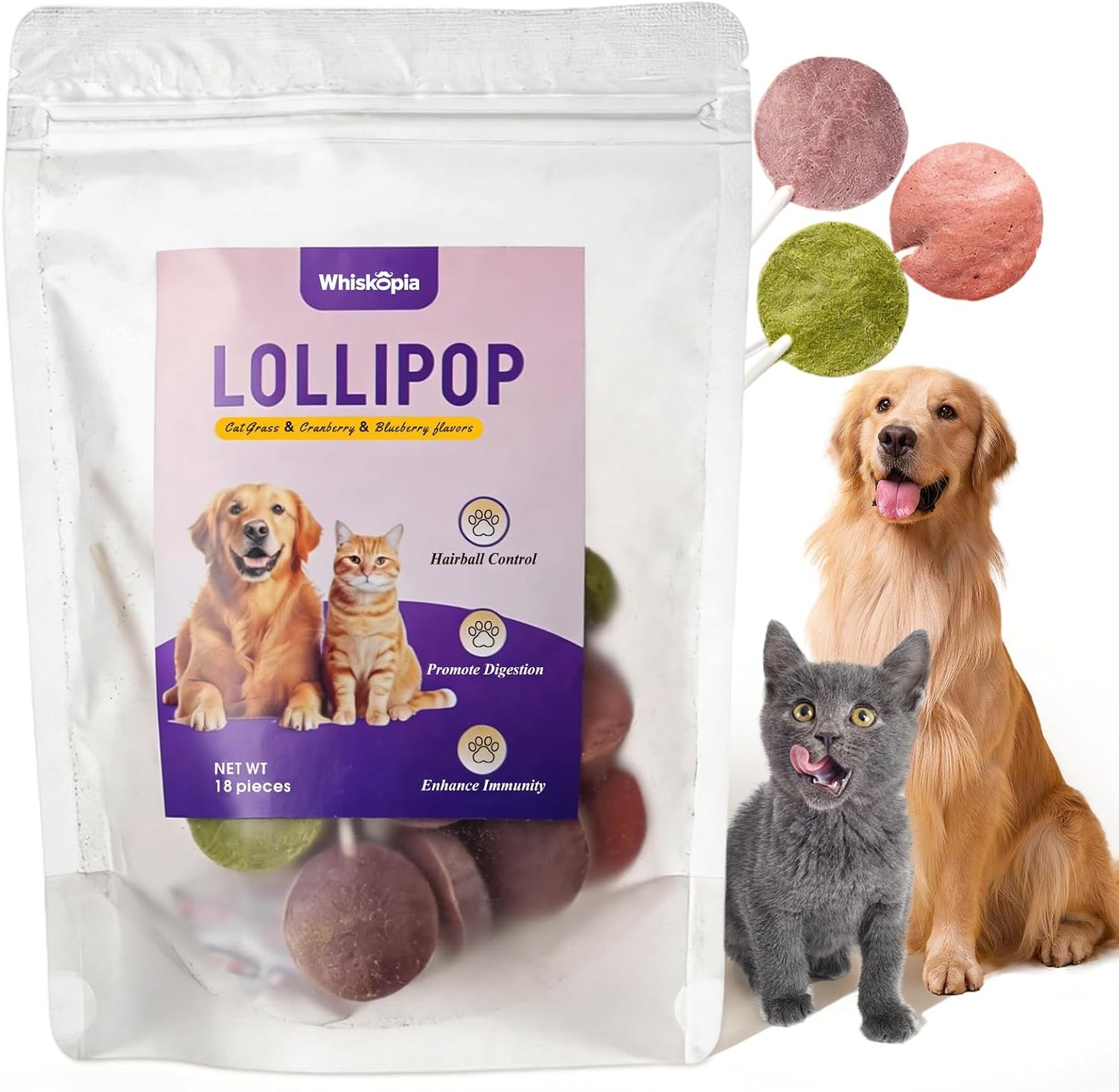 Small dog eating Whiskopia interactive freeze-dried snack