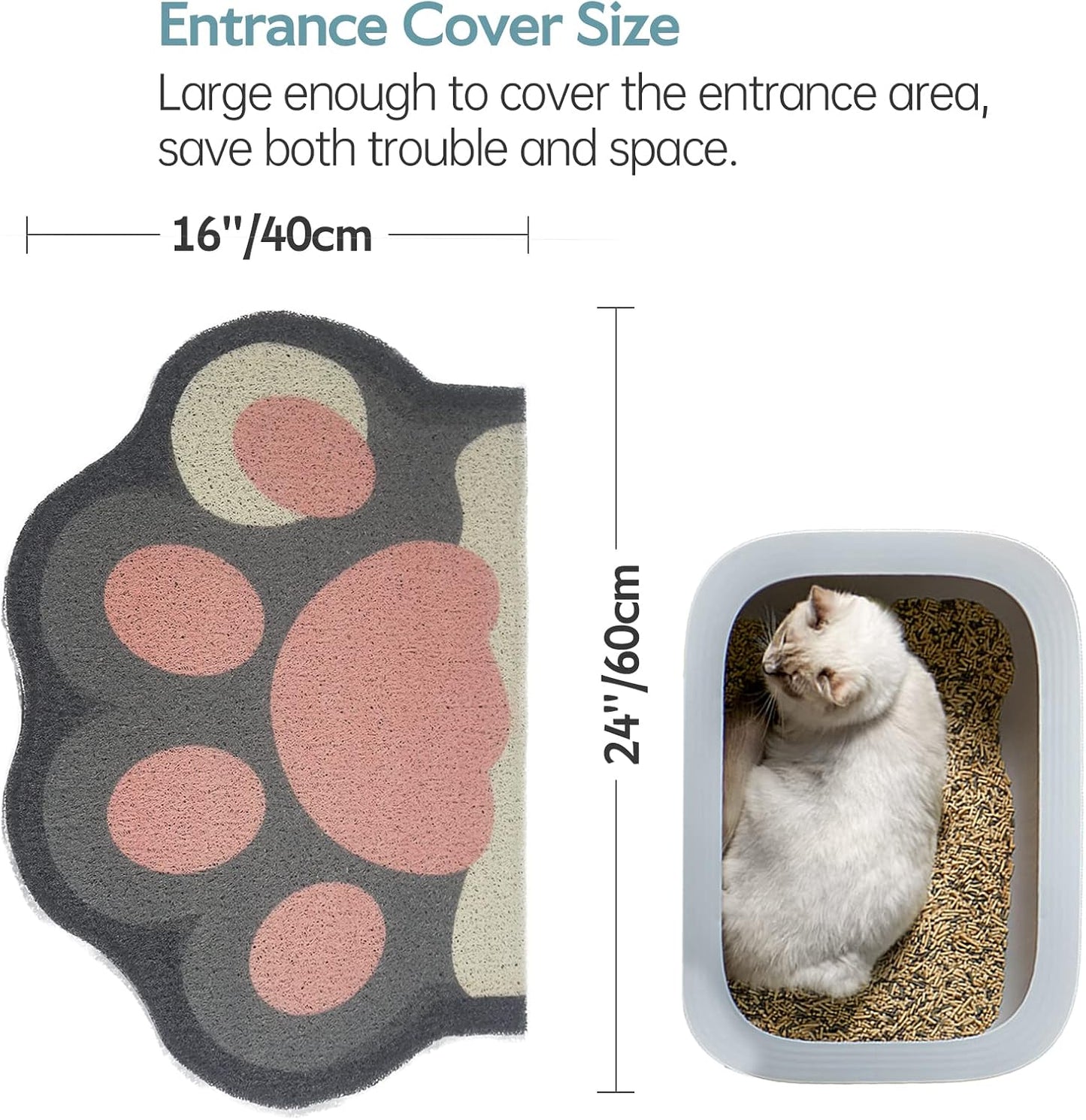 Anti slip pet litter catching mat under cat box