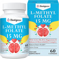 Basigano L-Methylfolate 15mg front view bottle containing sixty vegetarian capsules