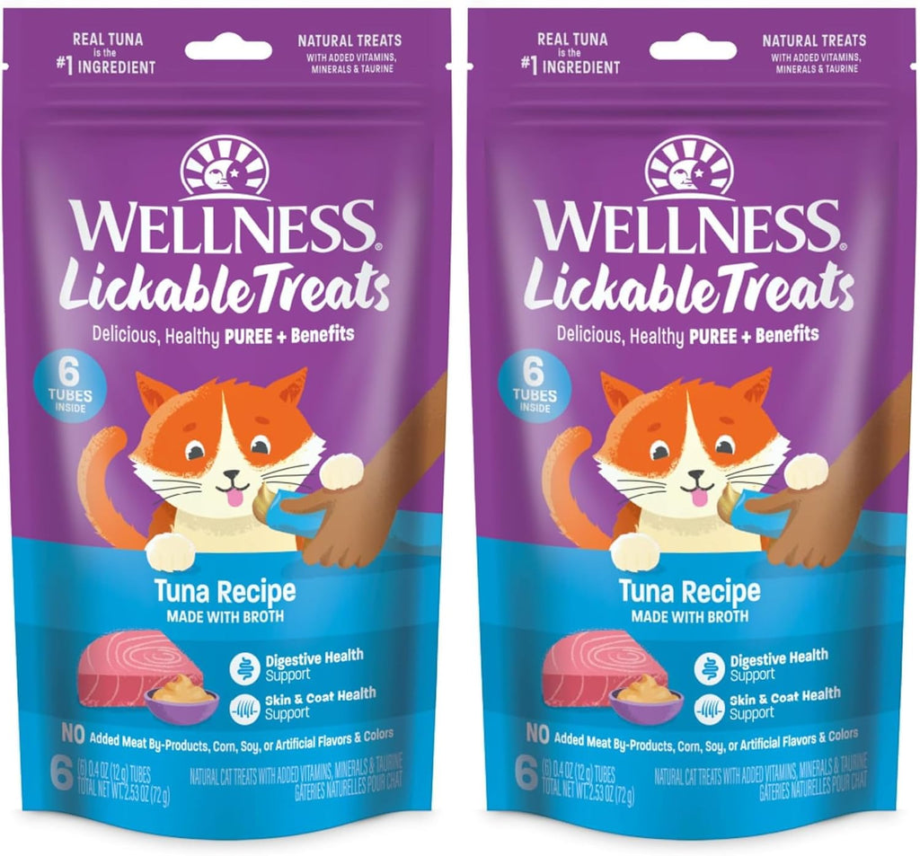 Wellness Lickable Soft Puree Cat Treats, All Lifestages, Kitten to Senior, Natural, Grain Free, Chicken Flavor, 0.4 oz, Pack of 6 Tubes - Image 11