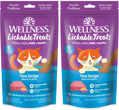 Wellness Lickable Soft Puree Cat Treats, All Lifestages, Kitten to Senior, Natural, Grain Free, Chicken Flavor, 0.4 oz, Pack of 6 Tubes - Image 11