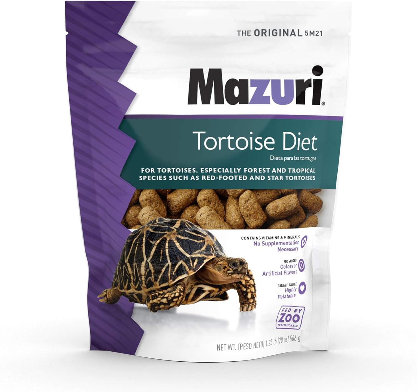 Mazuri Tortoise Diet 1.25 pound bag front view premium reptile food