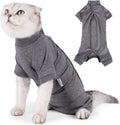 LIANZIMAU Cat Surgical Recovery Suit front view gray color