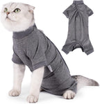 LIANZIMAU Cat Surgical Recovery Suit front view gray color