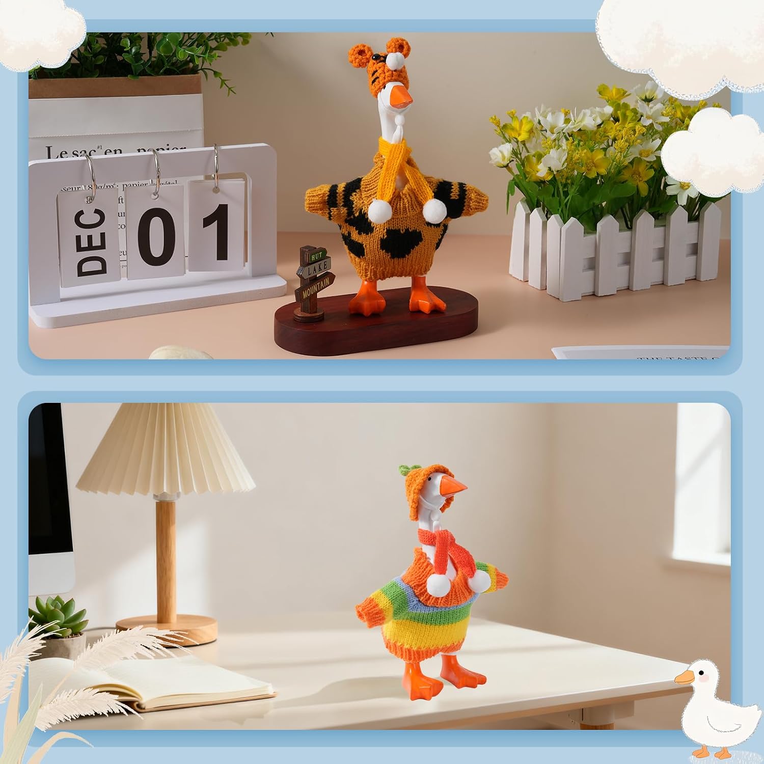 Linastu festive winter theme desk goose clothes pack