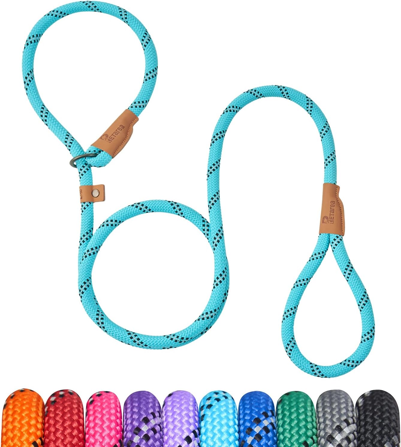 5 FT Slip Lead Dog Leash, Heavy Duty Rope Leash for Small Medium Large Dogs, No Pull Training Lead with Reflective Thread, Strong Comfortable Loop Leash (Lavender Stripe, Medium(3/8")) - Image 13
