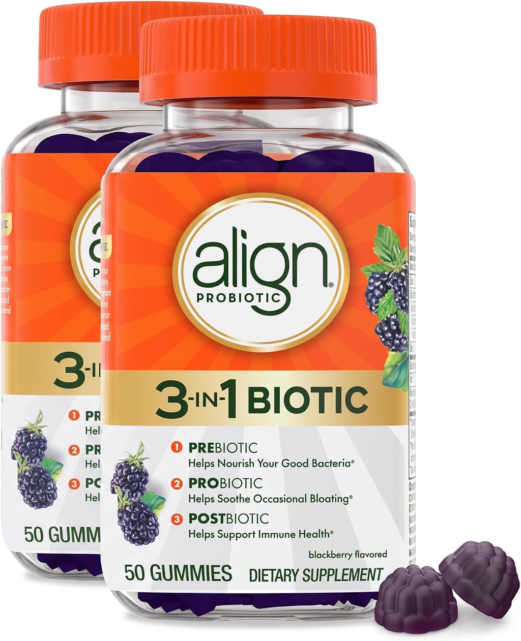 Align Probiotic 3-In-1 Biotic Gummies safety seal and cap detail