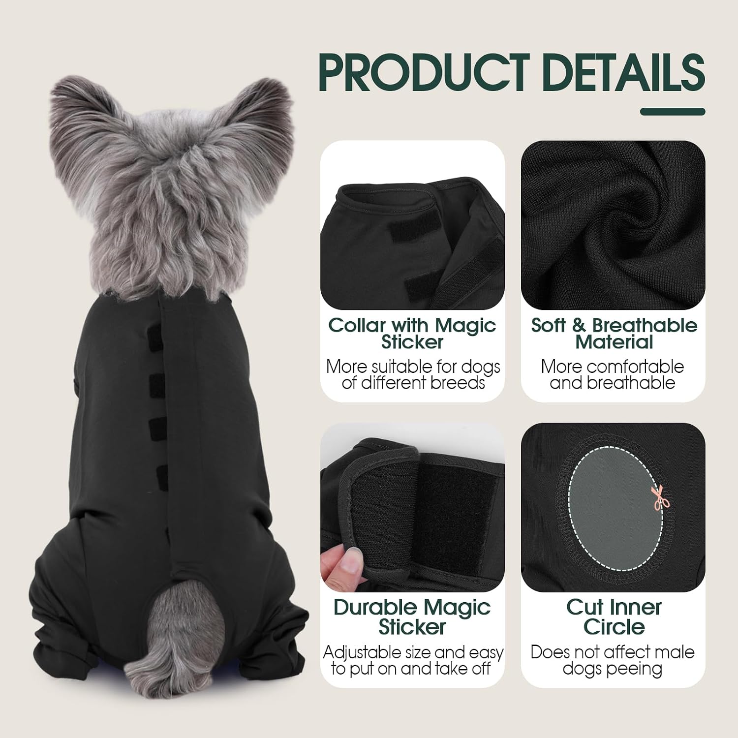 Kuoser pet puppy surgical bodysuit for abdominal wounds