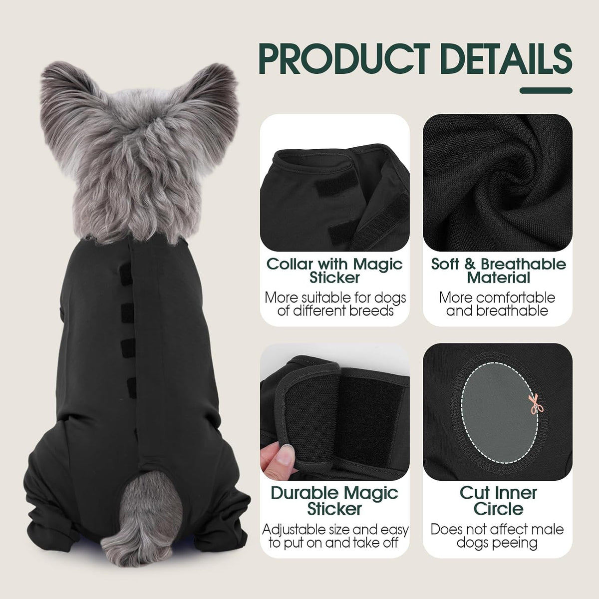 Kuoser pet puppy surgical bodysuit for abdominal wounds