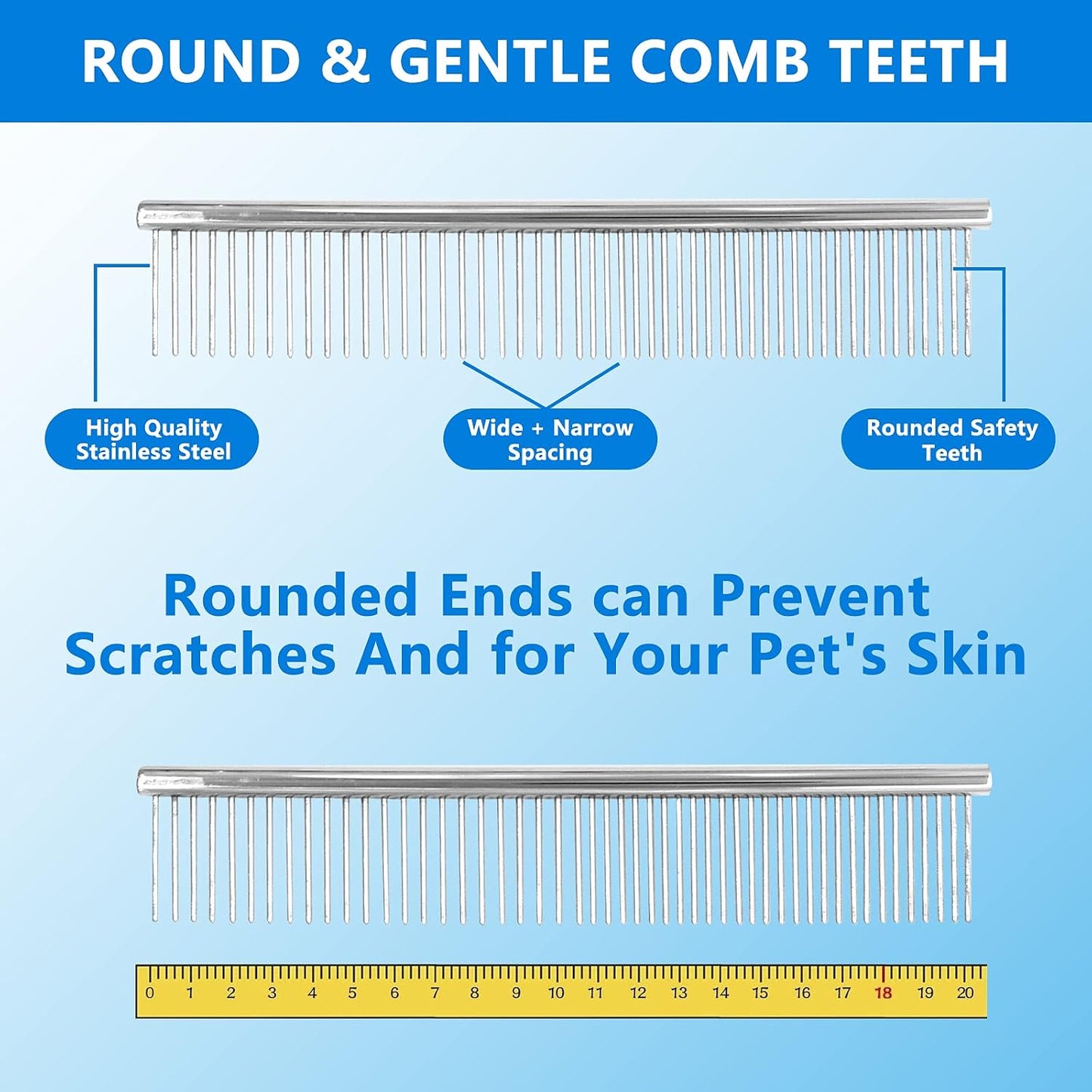 Sumcoo pet comb rounded teeth detail