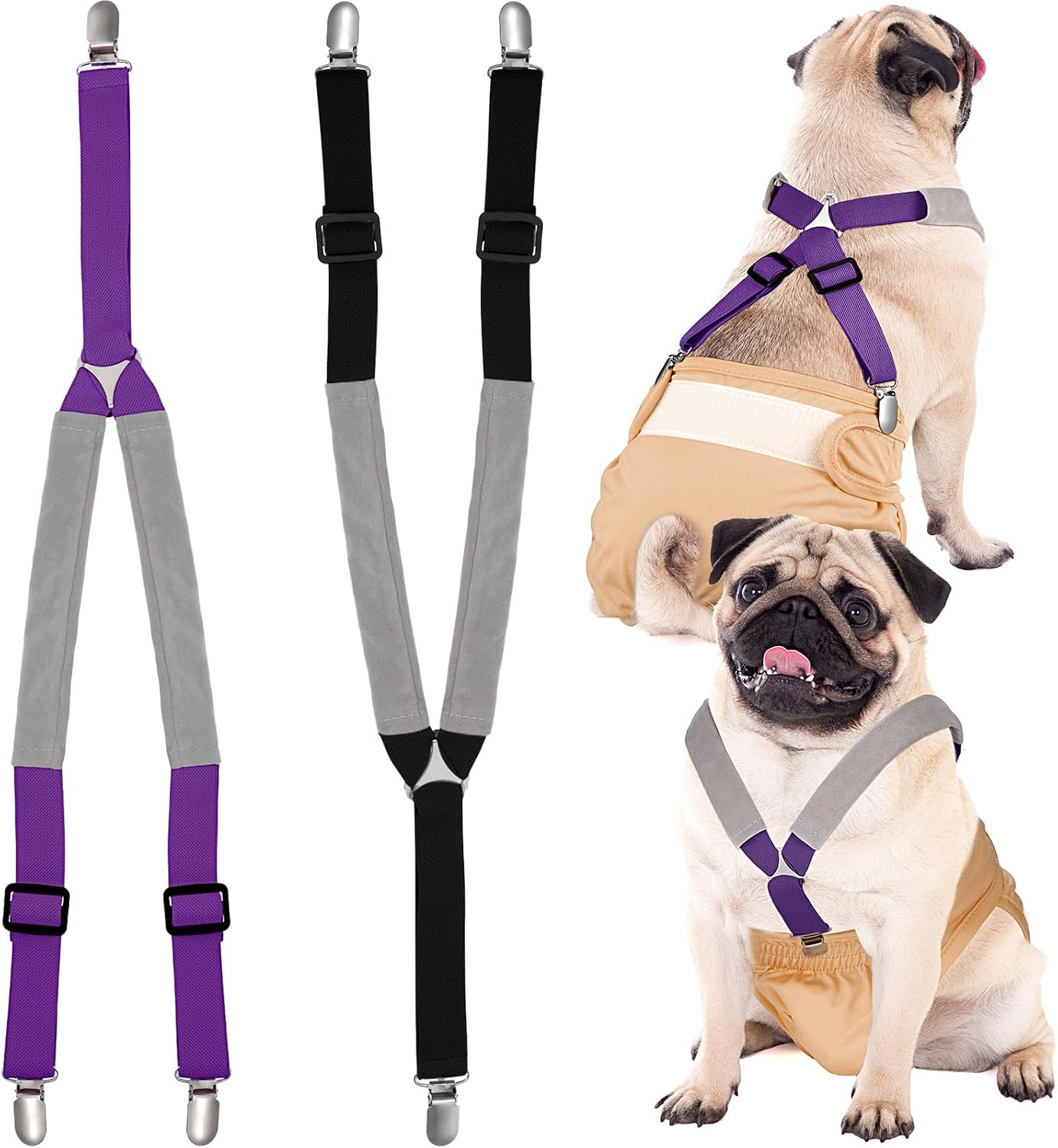 Saintrygo 2 Pcs Dog Suspenders Diaper Suspenders Soft Female Male Adjustable Washable Pet Diaper Keeper Suspender for Doggy Skirt Dress Diapers Gift(Black, Blue,Medium) - Image 9