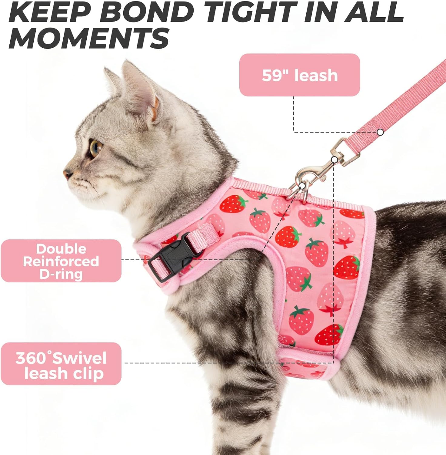 Bingpet lightweight breathable pet vest harness with quick release safety buckle
