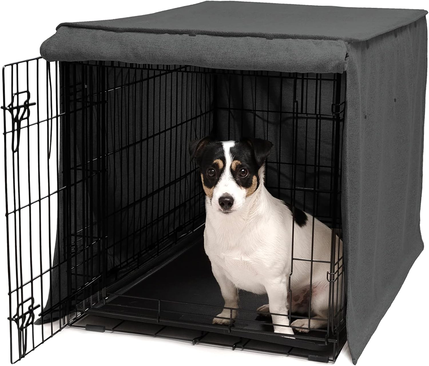 Friends Forever Metal Dog Crate Cover 48 inch w/Light Blocking Protective Curtain, Dog Cage Cover w/Roller Shades, Machine Washable, Trucker Black - Image 12