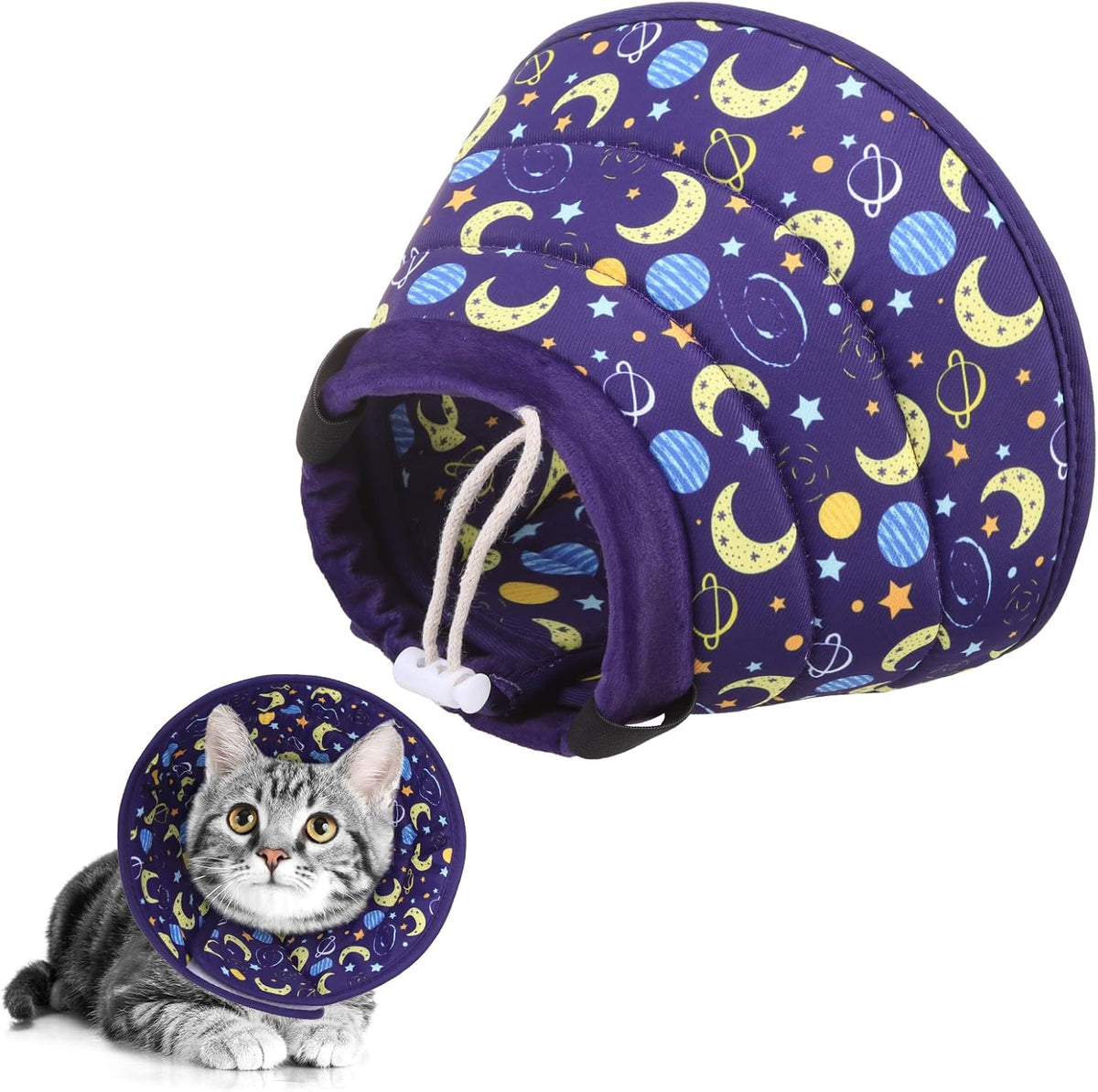 KOOLTAIL Cat Cone Collar Soft, Adjustable Cat Cones to Stop Licking, Foldable Donut Water Resistant Pet Recovery Neck E Collars After Surgery, Kitten Elizabethan Collar for Small to Large Cats,Brown M - Image 14