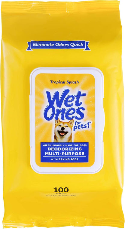 Wet Ones for Pets Deodorizing Dog Wipes with Baking Soda, Tropical Splash Scent - Multipurpose Deodorizing Pet Grooming Wipes in Resealable Canister, 50 Count - Image 12