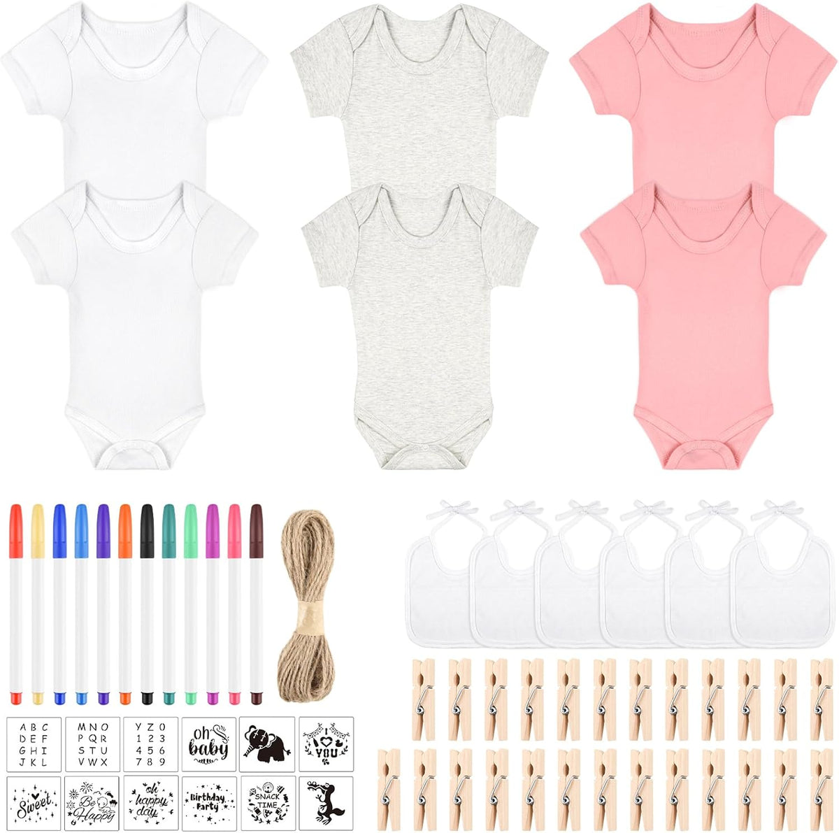 AryiHitt DIY baby shower bib and bodysuit set front view
