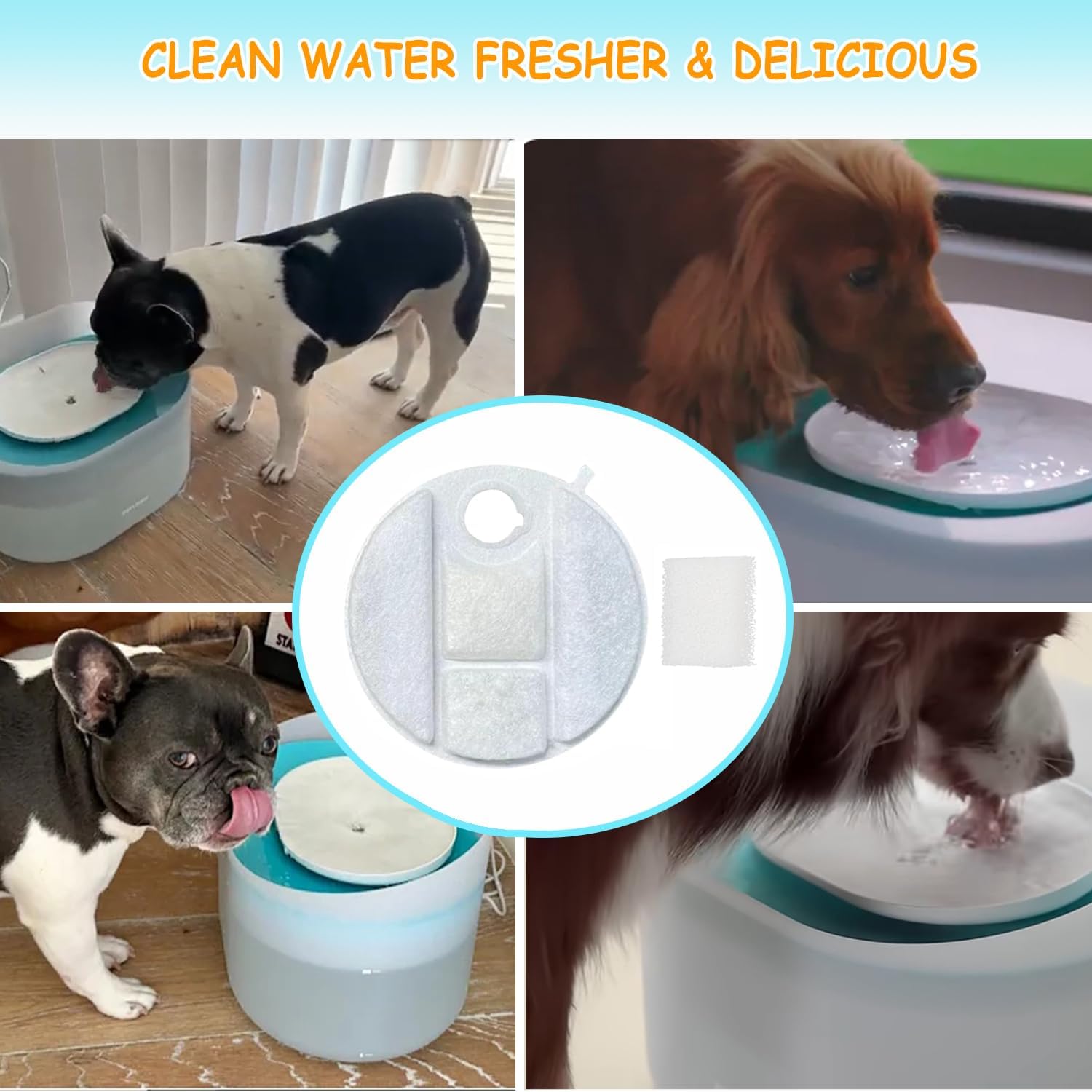 Instructional graphic for installing Oupuses filters in Petlibro fountain.