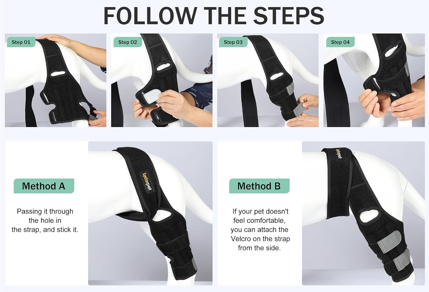 Detail view of breathable neoprene fabric on Lyderpet dog brace