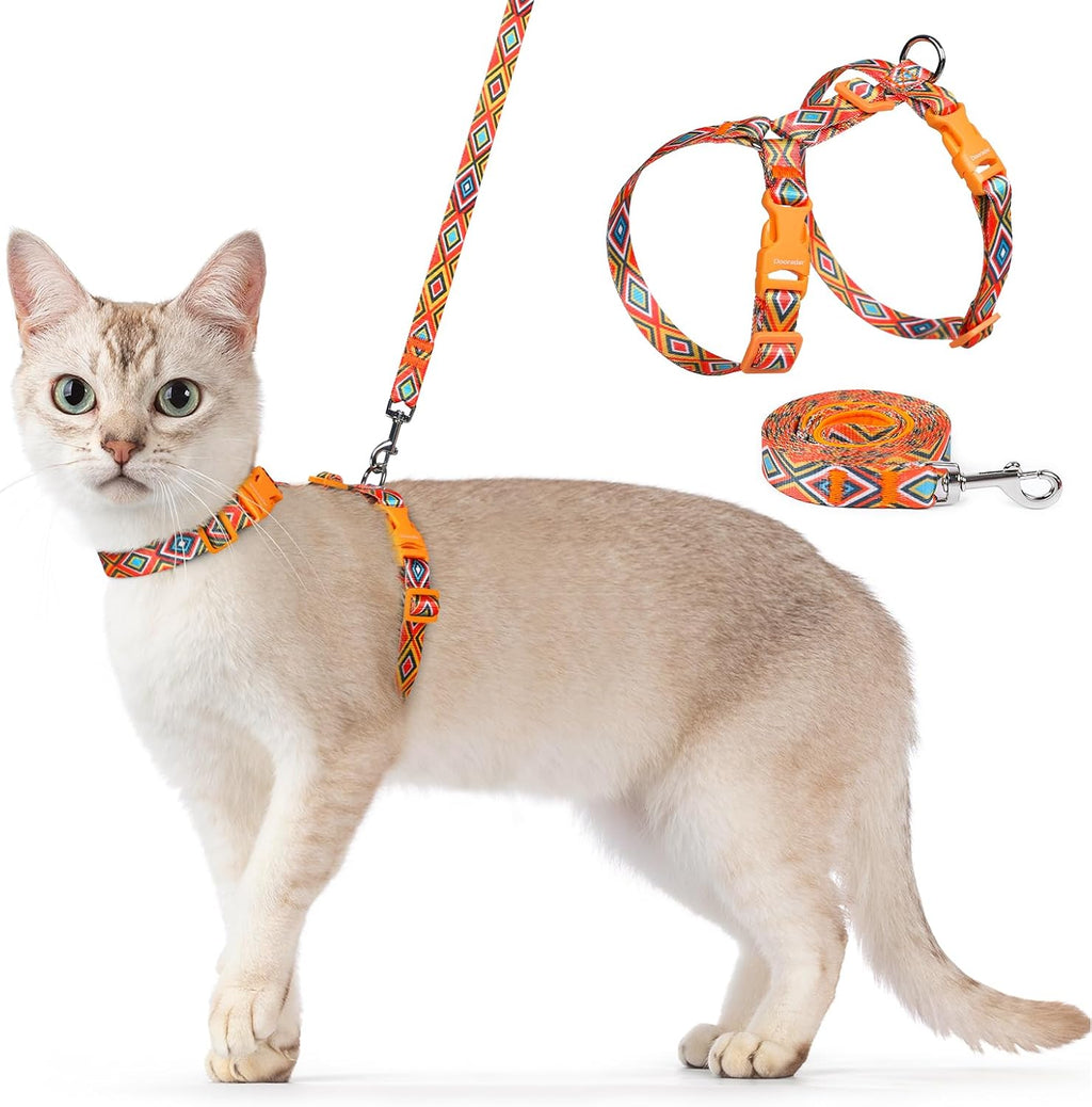 Dooradar Cat Harness and Leash, Escape Proof Adjustable Kitten Vest, Lightweight Soft Pet Straps, Easy Wearing for Small Medium Kitty Safe Walking Travel Control, Orange & Black, S - Image 12
