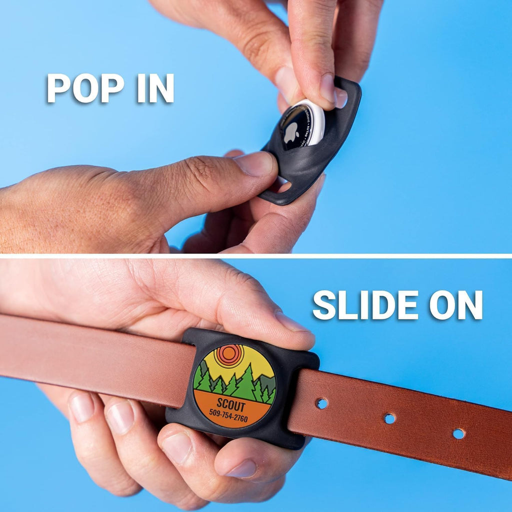 Close up of the flexible back openings on the large size pet identity tag