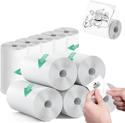 Cilser mini thermal printer sticker paper front view pack of ten rolls for instant printing.