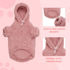 Pink plush fleece pet hoodie clothes for large dogs