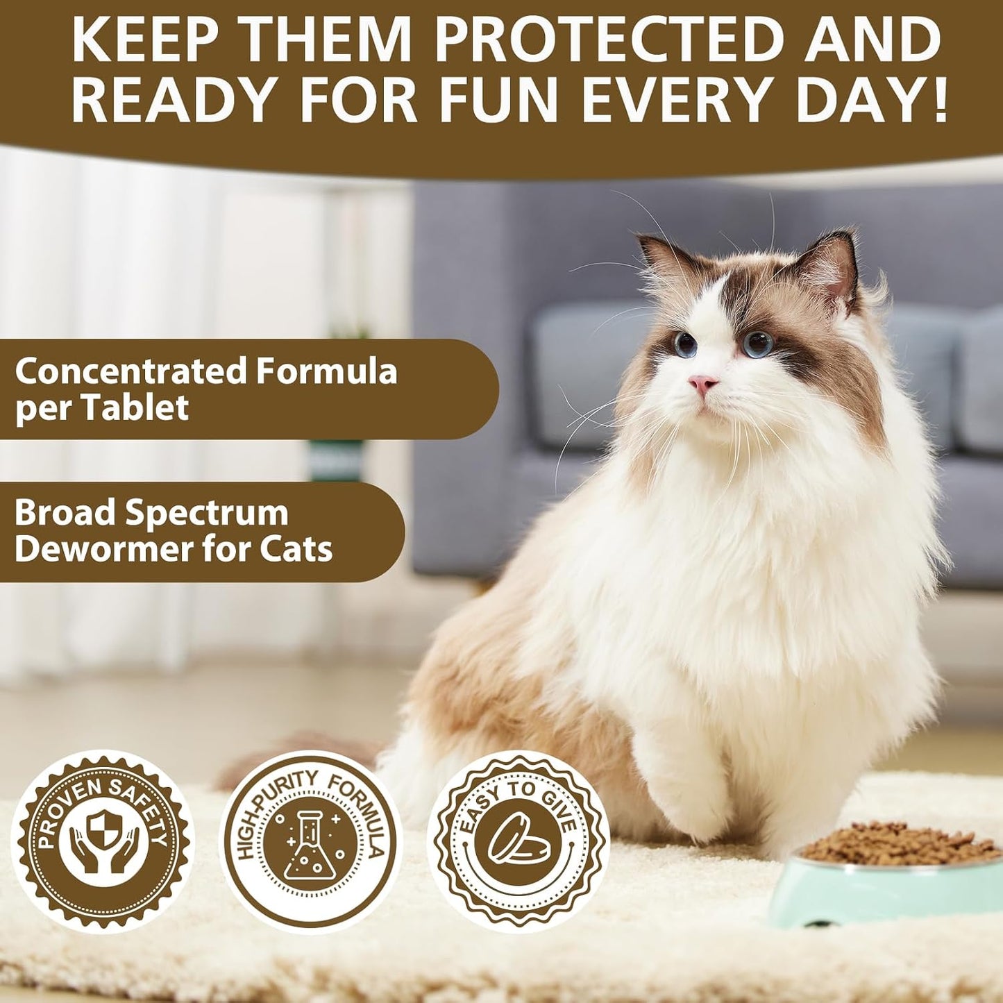 Scored deworming tablets by Luxevib for precise feline weight-based dosing