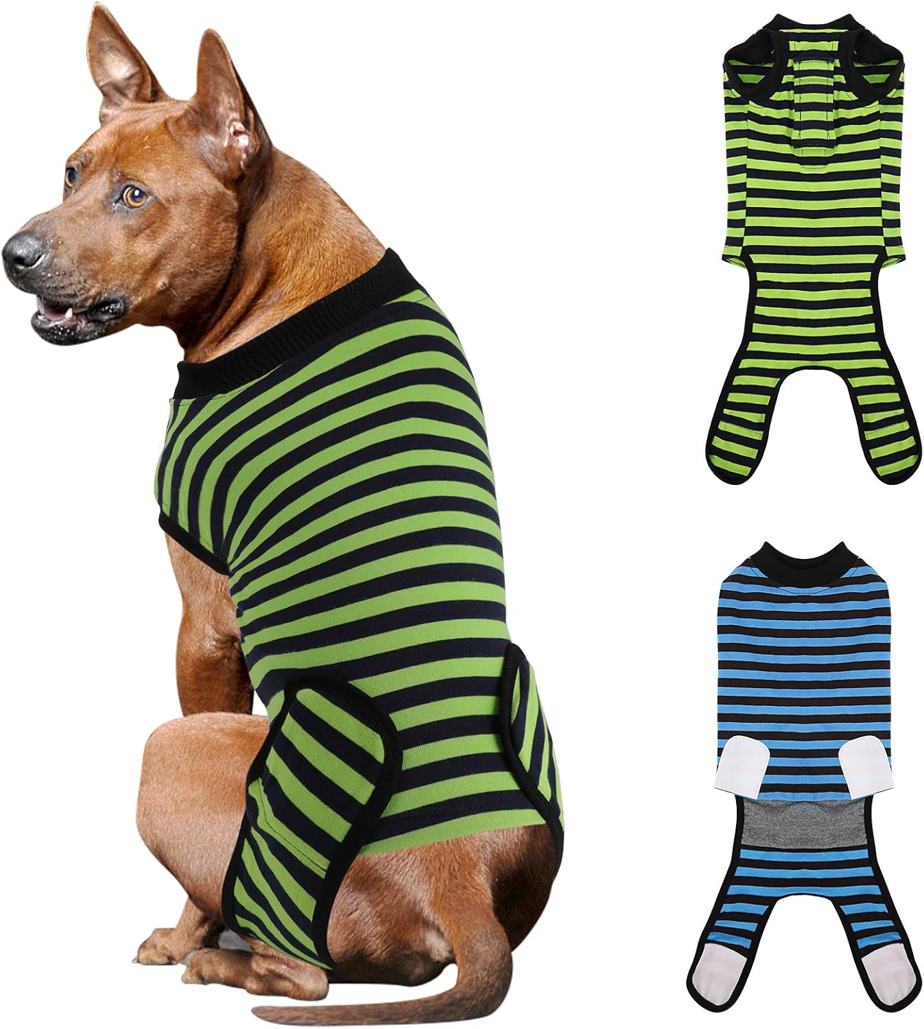 2 Packs Breathable Cotton Dog Recovery Suit for After Neuter Spay Abdominal Wounds Protector, Professional Anti-Licking Onesies for Male Female Pets Surgery Bandages, XL Purple & Pink Stripes - Image 9