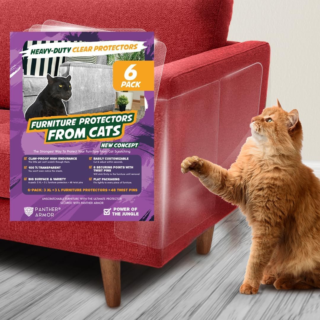 Panther Armor Furniture Protector, 8-Pack, Heavy Duty Anti-Scratch Cat Couch Protector, Transparent - Image 15