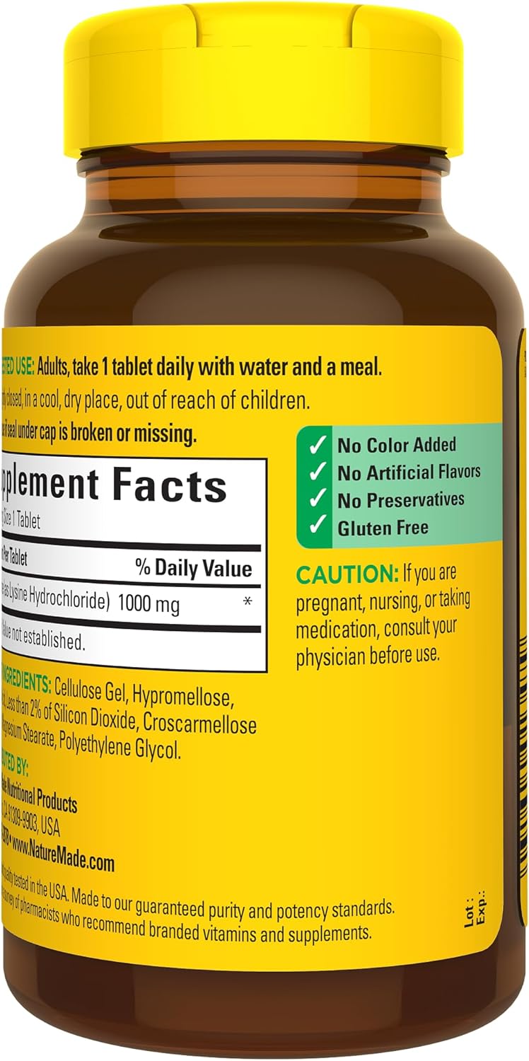 Nature Made L-Lysine 1000 mg, Dietary L-Lysine Supplements, 60 Tablets, 60 Day Supply - Image 9