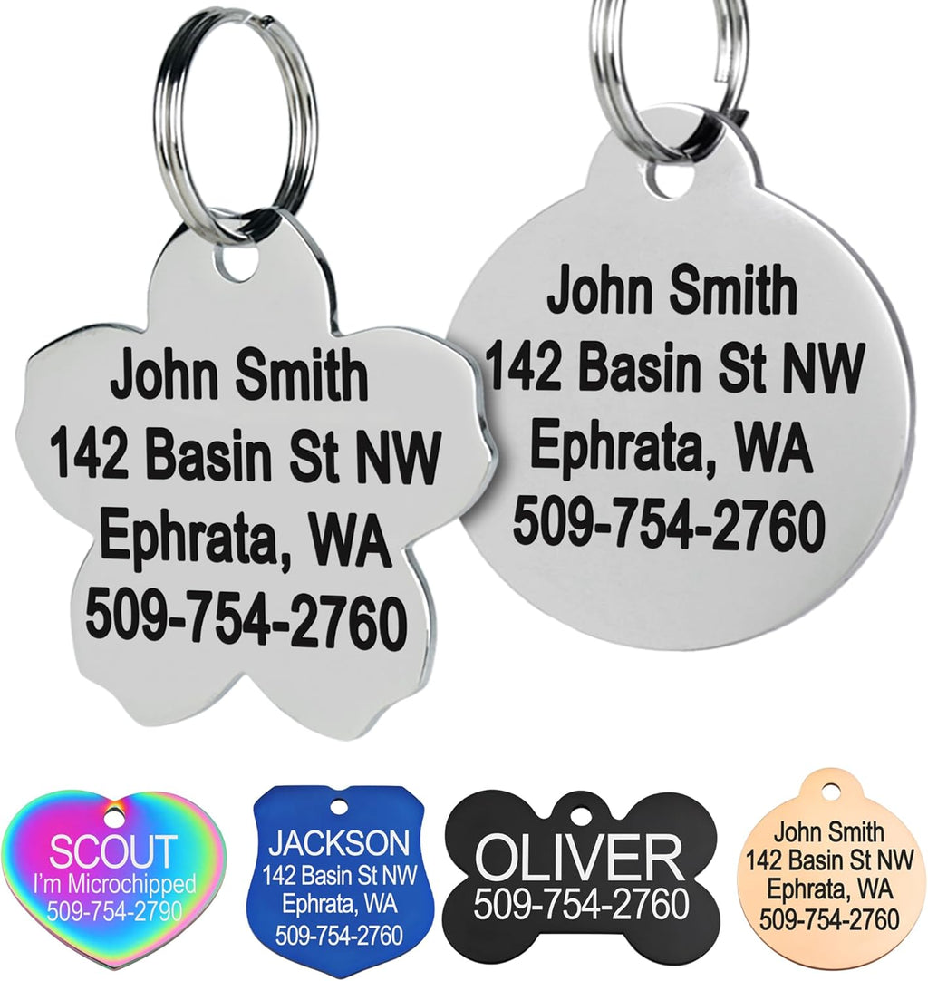 GoTags Stainless Steel Pet ID Tags, Personalized Dog Tags and Cat Tags, up to 8 Lines of Custom Text, Engraved on Both Sides, in Bone, Round, Heart, Bowtie and More (Dog Bone, Regular (Pack of 1)) - Image 10