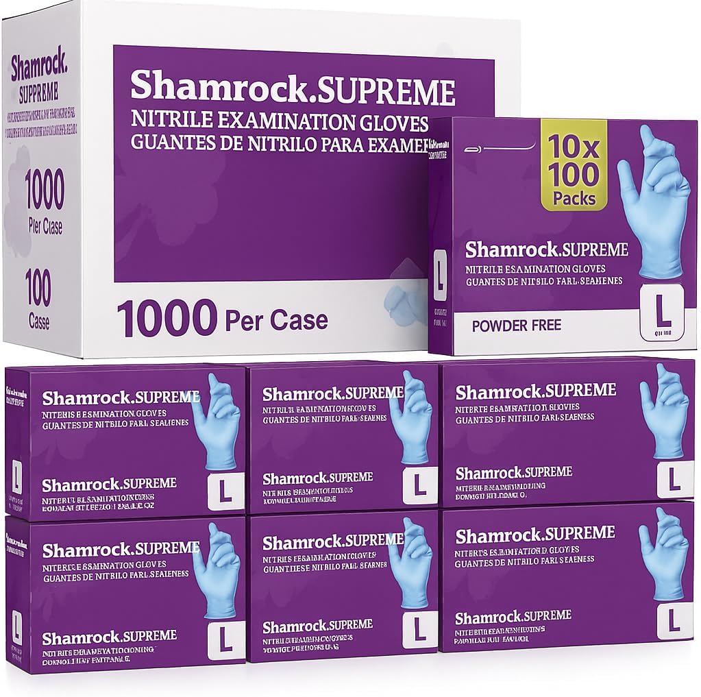 Shamrock Supreme Nitrile Examination Gloves front view medical grade protection