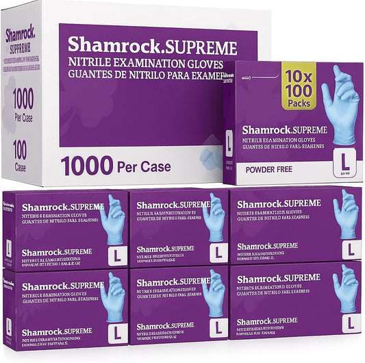 Shamrock Supreme Nitrile Examination Gloves front view medical grade protection